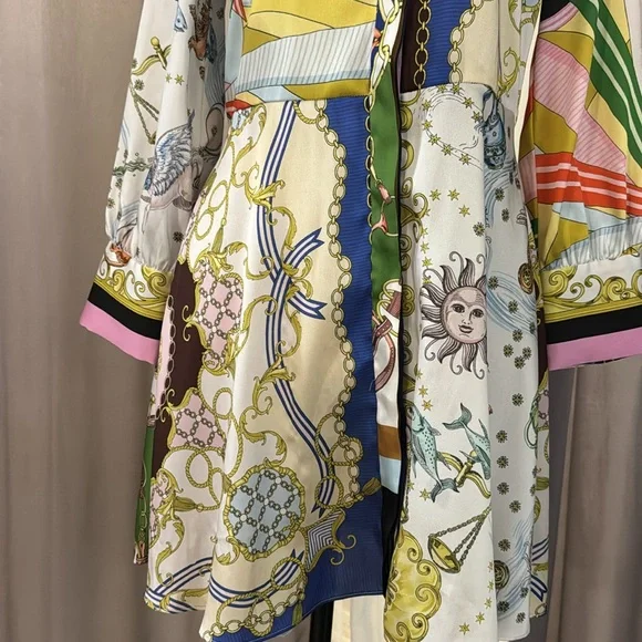 Zara Colorful Patterned Button-Up Dress, xs - Picture 3 of 6